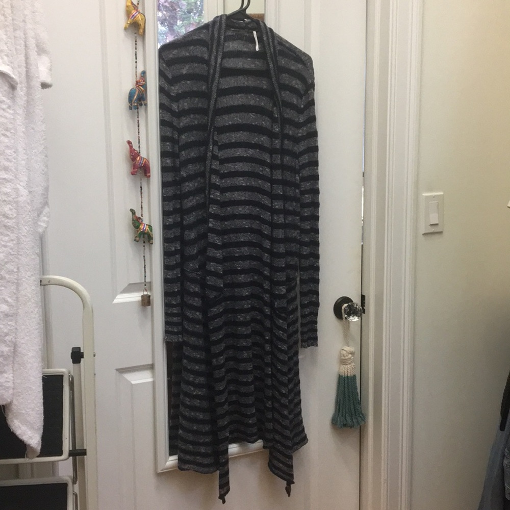 Free people size S Navy striped cardigan sweater